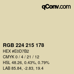 Color code: RGB 224 215 178 | qconv.com