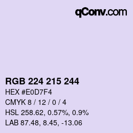 Color code: RGB 224 215 244 | qconv.com