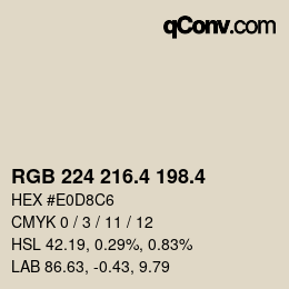 カラーコード: RGB 224 216.4 198.4 | qconv.com