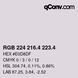 カラーコード: RGB 224 216.4 223.4 | qconv.com
