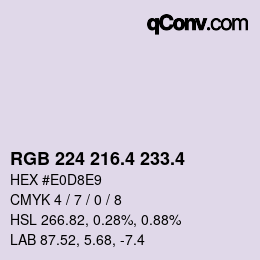 カラーコード: RGB 224 216.4 233.4 | qconv.com