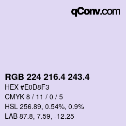 カラーコード: RGB 224 216.4 243.4 | qconv.com