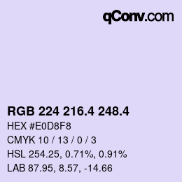 カラーコード: RGB 224 216.4 248.4 | qconv.com