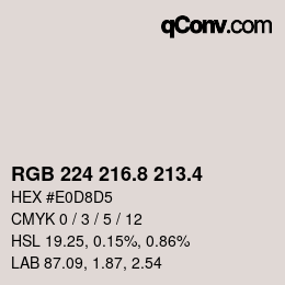 カラーコード: RGB 224 216.8 213.4 | qconv.com