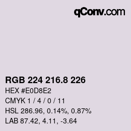 カラーコード: RGB 224 216.8 226 | qconv.com