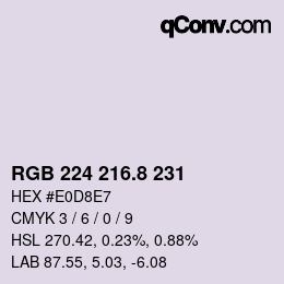 カラーコード: RGB 224 216.8 231 | qconv.com