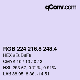 カラーコード: RGB 224 216.8 248.4 | qconv.com
