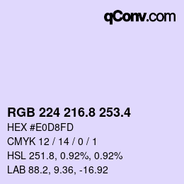 カラーコード: RGB 224 216.8 253.4 | qconv.com