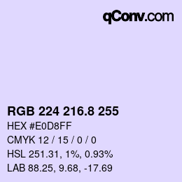 Color code: RGB 224 216.8 255 | qconv.com