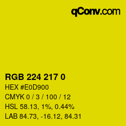 Color code: RGB 224 217 0 | qconv.com