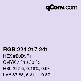 Color code: RGB 224 217 241 | qconv.com