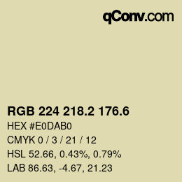 カラーコード: RGB 224 218.2 176.6 | qconv.com