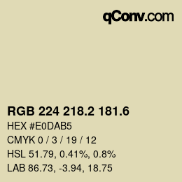 カラーコード: RGB 224 218.2 181.6 | qconv.com