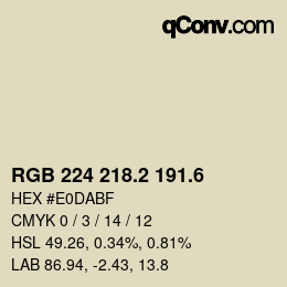 カラーコード: RGB 224 218.2 191.6 | qconv.com