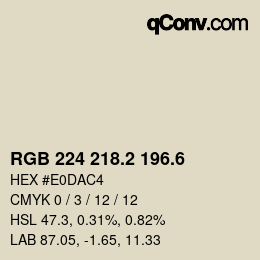 カラーコード: RGB 224 218.2 196.6 | qconv.com