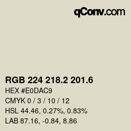 カラーコード: RGB 224 218.2 201.6 | qconv.com