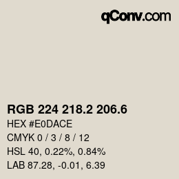 カラーコード: RGB 224 218.2 206.6 | qconv.com