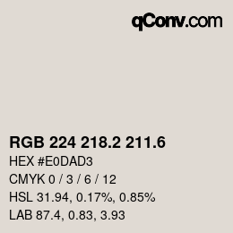カラーコード: RGB 224 218.2 211.6 | qconv.com