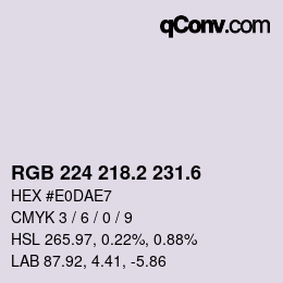 カラーコード: RGB 224 218.2 231.6 | qconv.com