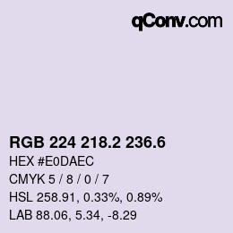 カラーコード: RGB 224 218.2 236.6 | qconv.com