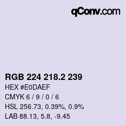 カラーコード: RGB 224 218.2 239 | qconv.com
