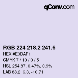 カラーコード: RGB 224 218.2 241.6 | qconv.com