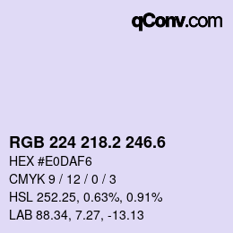 カラーコード: RGB 224 218.2 246.6 | qconv.com