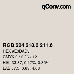 カラーコード: RGB 224 218.6 211.6 | qconv.com