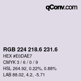 カラーコード: RGB 224 218.6 231.6 | qconv.com