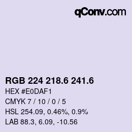 カラーコード: RGB 224 218.6 241.6 | qconv.com