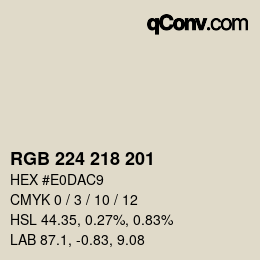 颜色代码: RGB 224 218 201 | qconv.com
