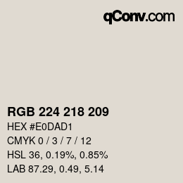 Color code: RGB 224 218 209 | qconv.com