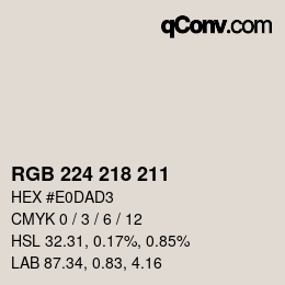 颜色代码: RGB 224 218 211 | qconv.com