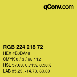 Color code: RGB 224 218 72 | qconv.com