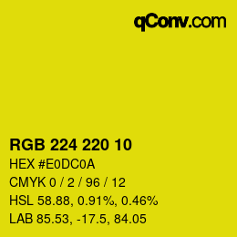 Color code: RGB 224 220 10 | qconv.com