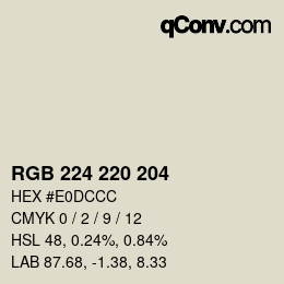 カラーコード: RGB 224 220 204 | qconv.com