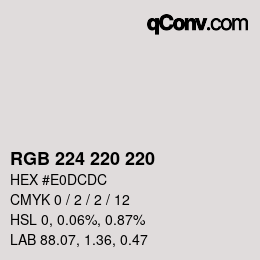 Color code: RGB 224 220 220 | qconv.com