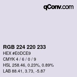 Color code: RGB 224 220 233 | qconv.com