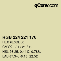 Color code: RGB 224 221 176 | qconv.com