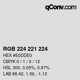 カラーコード: RGB 224 221 224 | qconv.com