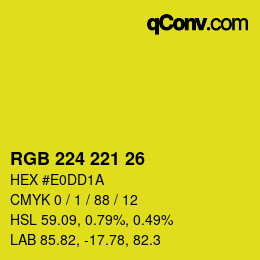 Color code: RGB 224 221 26 | qconv.com