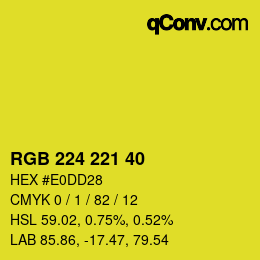 Color code: RGB 224 221 40 | qconv.com