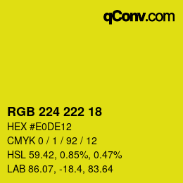 カラーコード: RGB 224 222 18 | qconv.com