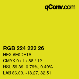 Color code: RGB 224 222 26 | qconv.com