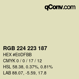 Color code: RGB 224 223 187 | qconv.com
