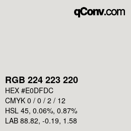 Código de color: RGB 224 223 220 | qconv.com