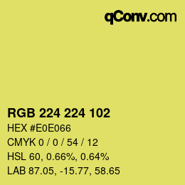 Color code: RGB 224 224 102 | qconv.com