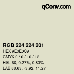 カラーコード: RGB 224 224 201 | qconv.com