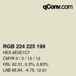 Color code: RGB 224 225 199 | qconv.com