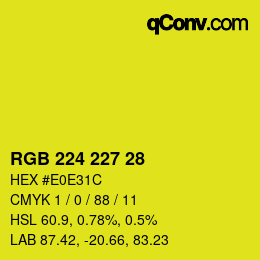 Color code: RGB 224 227 28 | qconv.com